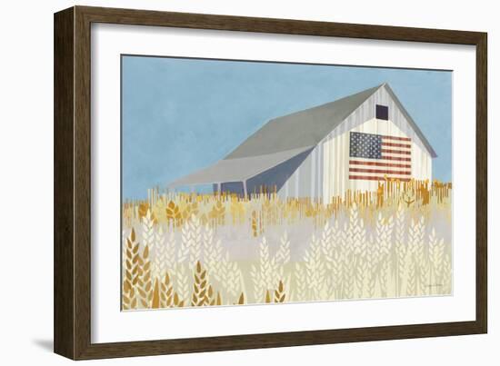 Wheat Fields Barn with Flag-Avery Tillmon-Framed Art Print