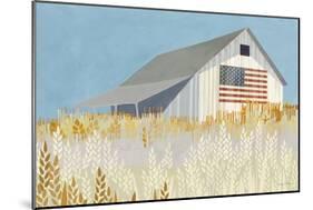 Wheat Fields Barn with Flag-Avery Tillmon-Mounted Art Print