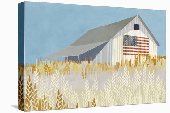 Wheat Fields Barn with Flag-Avery Tillmon-Stretched Canvas