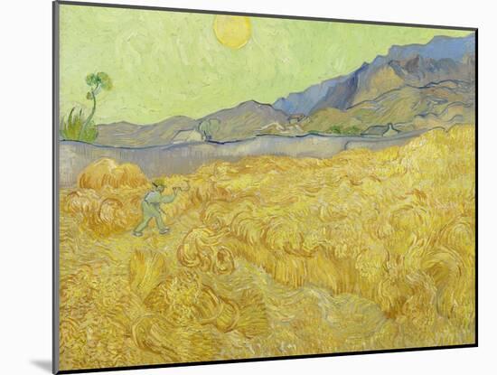 Wheat Fields with Reaper, Auvers-Vincent van Gogh-Mounted Giclee Print