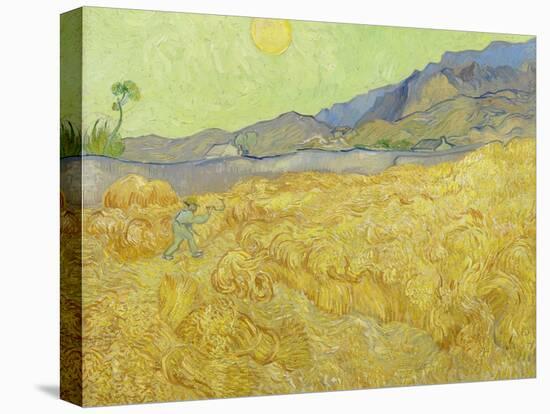 Wheat Fields with Reaper, Auvers-Vincent van Gogh-Stretched Canvas