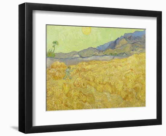 Wheat Fields with Reaper, Auvers-Vincent van Gogh-Framed Giclee Print