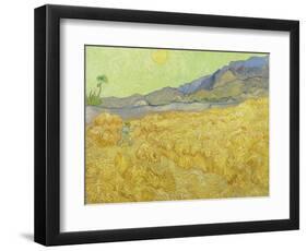 Wheat Fields with Reaper, Auvers-Vincent van Gogh-Framed Giclee Print