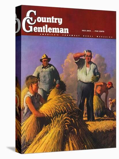 "Wheat Harvest," Country Gentleman Cover, July 1, 1943-Robert Riggs-Stretched Canvas