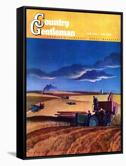 "Wheat Harvest," Country Gentleman Cover, June 1, 1942-Dale Nichols-Framed Stretched Canvas