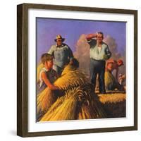 "Wheat Harvest,"July 1, 1943-Robert Riggs-Framed Giclee Print