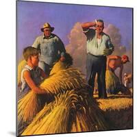 "Wheat Harvest,"July 1, 1943-Robert Riggs-Mounted Giclee Print