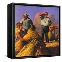 "Wheat Harvest,"July 1, 1943-Robert Riggs-Framed Stretched Canvas