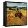 "Wheat Harvest,"July 1, 1945-F.P. Sherry-Framed Stretched Canvas