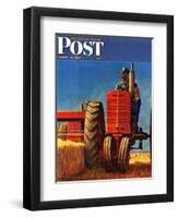 "Wheat Harvest" Saturday Evening Post Cover, August 12, 1950-Mead Schaeffer-Framed Giclee Print