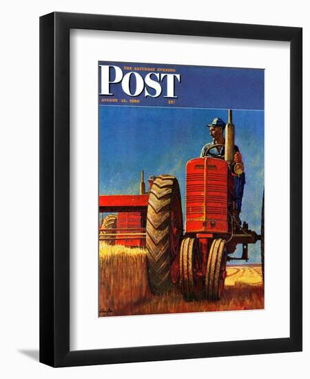 "Wheat Harvest" Saturday Evening Post Cover, August 12, 1950-Mead Schaeffer-Framed Giclee Print