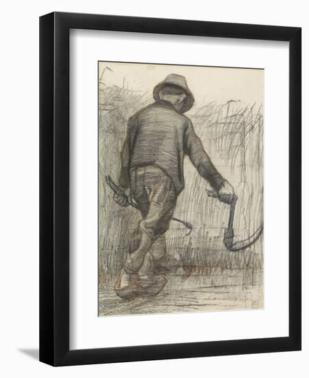 Wheat Mower with Hat, Seen from Behind, C. 1870-90-Vincent van Gogh-Framed Art Print