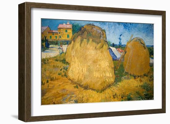 Wheat Stacks in Provence-Vincent van Gogh-Framed Giclee Print