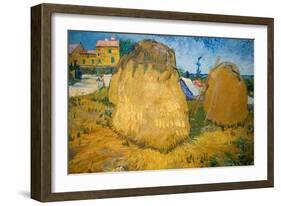 Wheat Stacks in Provence-Vincent van Gogh-Framed Giclee Print