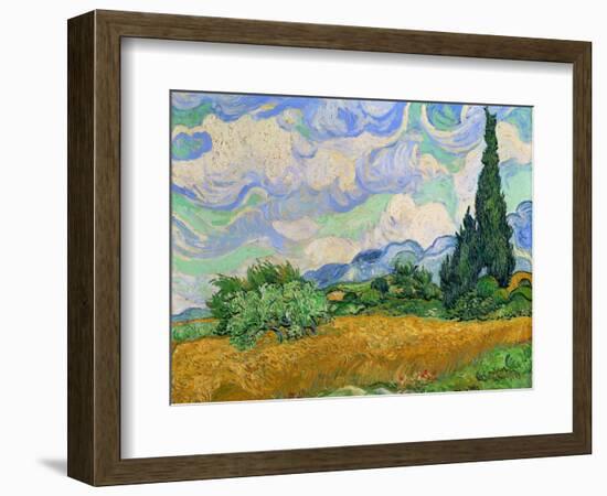 Wheatfield and cypress trees, Saint-Remy-de-Provence. Oil on canvas (1889) 73 x 93.5 cm.-Vincent van Gogh-Framed Giclee Print