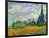 Wheatfield and cypress trees, Saint-Remy-de-Provence. Oil on canvas (1889) 73 x 93.5 cm.-Vincent van Gogh-Framed Giclee Print