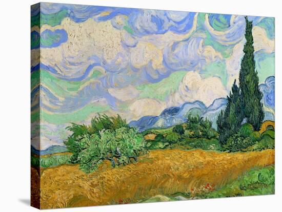 Wheatfield and cypress trees, Saint-Remy-de-Provence. Oil on canvas (1889) 73 x 93.5 cm.-Vincent van Gogh-Stretched Canvas