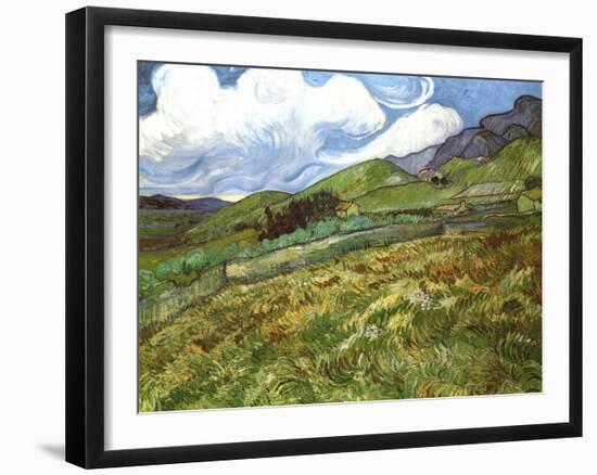 Wheatfield and Mountains, c.1889-Vincent van Gogh-Framed Art Print