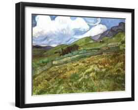 Wheatfield and Mountains, c.1889-Vincent van Gogh-Framed Art Print
