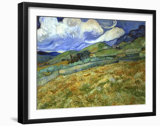 Wheatfield and Mountains, c.1889-Vincent van Gogh-Framed Giclee Print