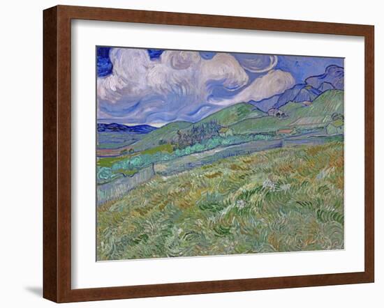 Wheatfield and Mountains, c.1889-Vincent van Gogh-Framed Giclee Print