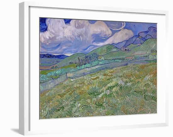 Wheatfield and Mountains, c.1889-Vincent van Gogh-Framed Premium Giclee Print