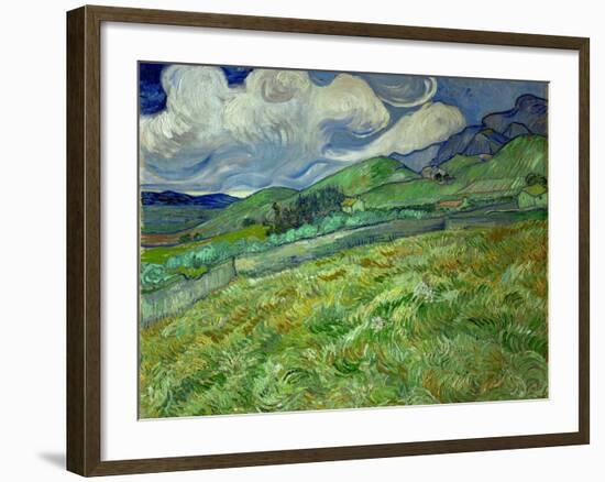 Wheatfield and mountains, June 1889 Canvas, 70,5 x 88,5 cm SMK 1840.-Vincent van Gogh-Framed Giclee Print