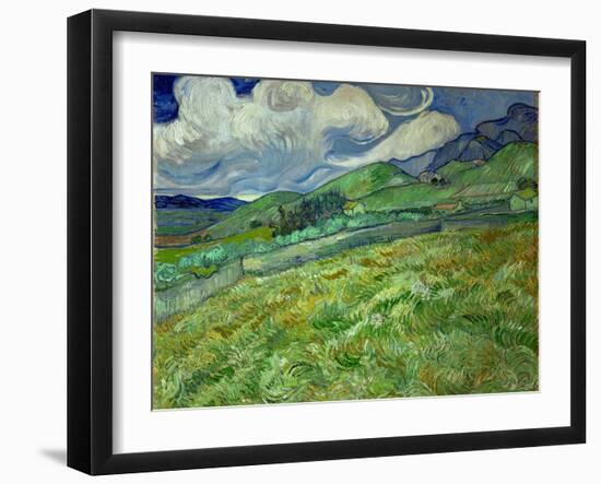 Wheatfield and mountains, June 1889 Canvas, 70,5 x 88,5 cm SMK 1840.-Vincent van Gogh-Framed Giclee Print