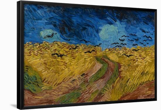 Wheatfield with Crows. Date: July 1890, Auvers-sur-Oise. Dimensions: 50.5 cm x 103 cm, 69.8 cm x...-VINCENT VAN GOGH-Framed Poster