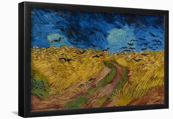 Wheatfield with Crows. Date: July 1890, Auvers-sur-Oise. Dimensions: 50.5 cm x 103 cm, 69.8 cm x...-VINCENT VAN GOGH-Framed Poster