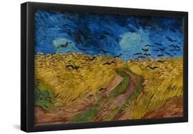 Wheatfield with Crows. Date: July 1890, Auvers-sur-Oise. Dimensions: 50.5 cm x 103 cm, 69.8 cm x...-VINCENT VAN GOGH-Framed Poster