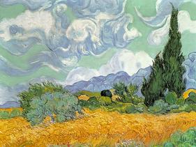 Wheatfield with Cypresses, 1889-Vincent van Gogh-Stretched Canvas