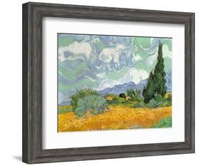 Wheatfield with Cypresses, 1889-Vincent van Gogh-Framed Premium Giclee Print