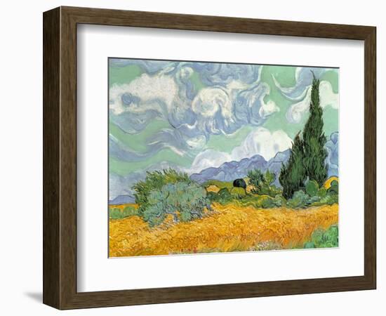 Wheatfield with Cypresses, 1889-Vincent van Gogh-Framed Premium Giclee Print