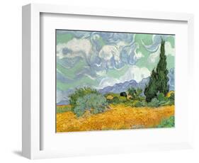 Wheatfield with Cypresses, 1889-Vincent van Gogh-Framed Premium Giclee Print