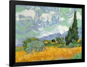 Wheatfield with Cypresses, 1889-Vincent van Gogh-Framed Premium Giclee Print