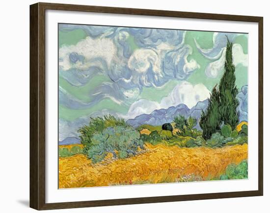 Wheatfield with Cypresses, 1889-Vincent van Gogh-Framed Giclee Print