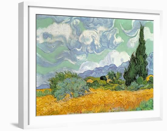 Wheatfield with Cypresses, 1889-Vincent van Gogh-Framed Giclee Print