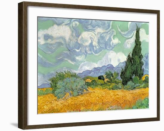 Wheatfield with Cypresses, 1889-Vincent van Gogh-Framed Giclee Print