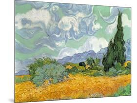 Wheatfield with Cypresses, 1889-Vincent van Gogh-Mounted Giclee Print