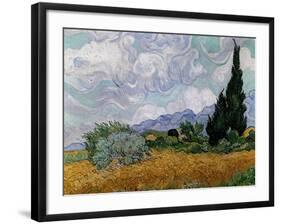 Wheatfield with Cypresses, 1889-Vincent van Gogh-Framed Giclee Print