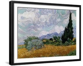 Wheatfield with Cypresses, 1889-Vincent van Gogh-Framed Giclee Print