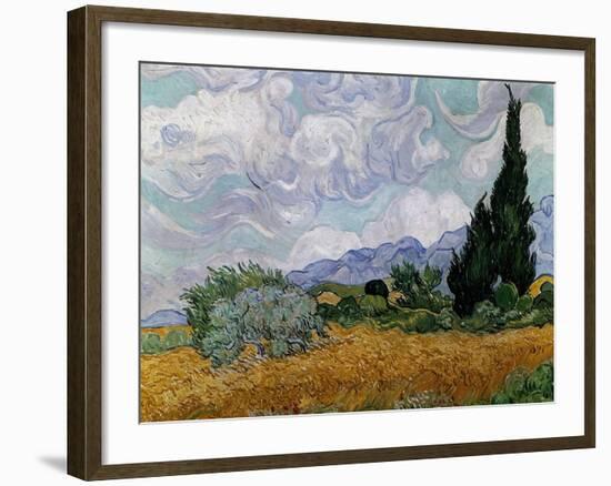 Wheatfield with Cypresses, 1889-Vincent van Gogh-Framed Giclee Print