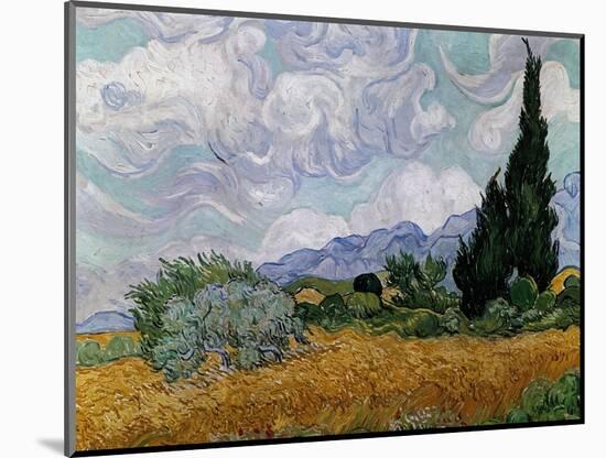 Wheatfield with Cypresses, 1889-Vincent van Gogh-Mounted Giclee Print