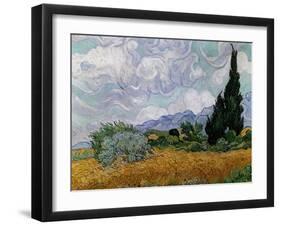 Wheatfield with Cypresses, 1889-Vincent van Gogh-Framed Giclee Print