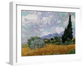 Wheatfield with Cypresses, 1889-Vincent van Gogh-Framed Giclee Print