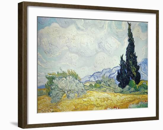 Wheatfield with Cypresses, 1889-Vincent van Gogh-Framed Giclee Print