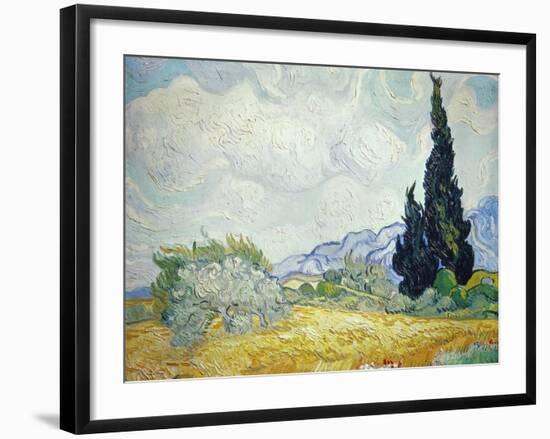 Wheatfield with Cypresses, 1889-Vincent van Gogh-Framed Giclee Print