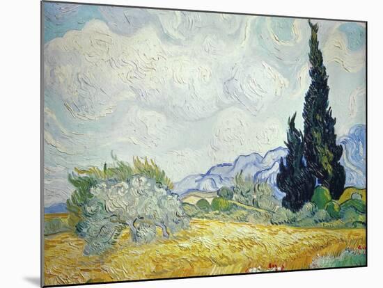 Wheatfield with Cypresses, 1889-Vincent van Gogh-Mounted Giclee Print