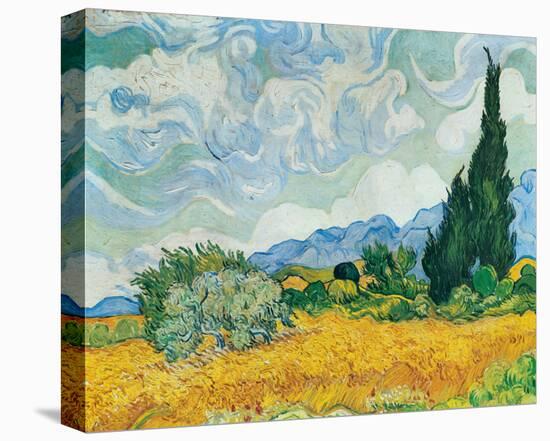 Wheatfield with Cypresses, c.1889-Vincent van Gogh-Stretched Canvas